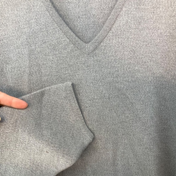St Croix Zephyr Wool L Long Grey Long Sleeve V Neck Sweater Pullover - Picture 3 of 6